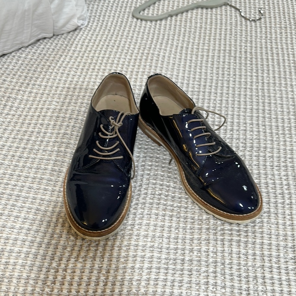 Attilio Giusti Leombruni AGL  Italian patent leather Oxford Dress Shoes 7.5 US